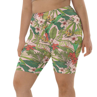 UPF 50 Women's 9" Inseam Plus Size Swim Shorts, Vintage Tropical Floral swim shorts Berry Jane™