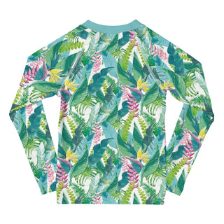 Baby Toddler Kids UPF 50 Rash Guard Sun Shirt- Tropical Hawaiian Leaf Kids Rashguards Berry Jane™