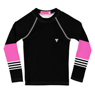 Girls (2T-7) UPF 50 Sun Shirt Rash Guard - Black + Pink Kids Rash Guards & Swim Shirts Berry Jane™