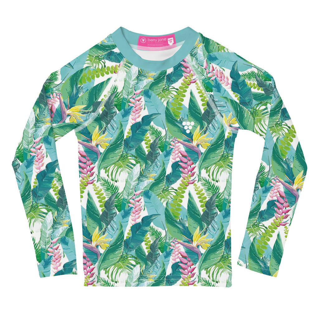 Baby Toddler Kids UPF 50 Rash Guard Sun Shirt- Tropical Hawaiian Leaf ...