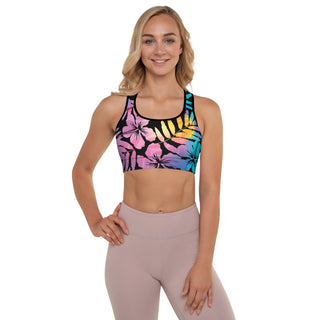 Women's Medium-Impact Padded Sports Bra (A-C), Ombre Floral Hibiscus Sports Bras Berry Jane™