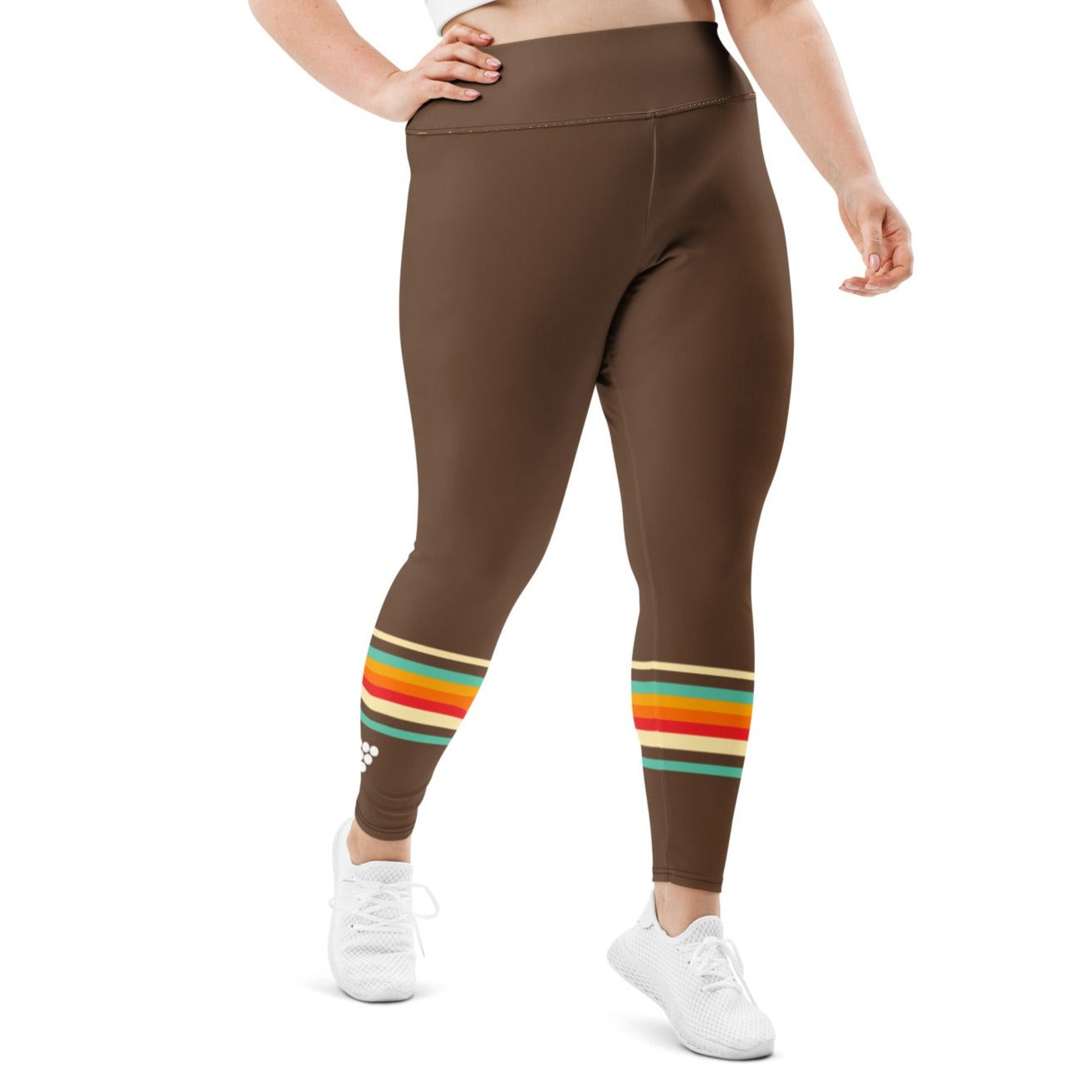 70s Vintage Stripe Plus Size Swim Leggings UPF 50+ Brown – Berry Jane™