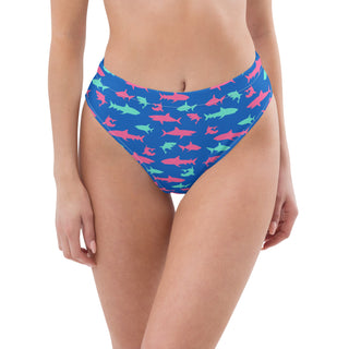 Women's Shark Print High-Waisted Recycled Bikini Bottom Swimsuit Bottoms Berry Jane™