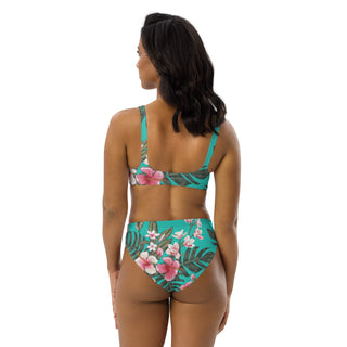 Hawaiian Floral Hibiscus Bikini Set, Eco-Recycled Fabric 2 Pc Swimsuit Set Berry Jane™