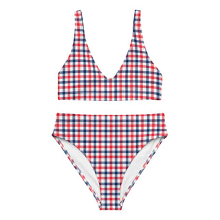 4th of July Red,White, Blue Check Recycled Bikini Set Berry Jane™