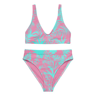 His Hers Matching Couples Swimsuit Set, Bikini + Swim Trunks - Tropical Pink Couples Matching Swimsuit Set Berry Jane™