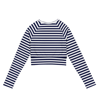 UPF 50+ Navy & White Nautical Stripe Cropped Rash Guard Rash Guards & Swim Shirts Berry Jane™