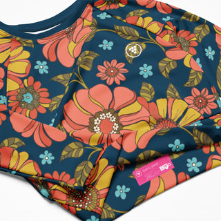 Women's UPF 50 Cropped Rash Guard Top, Retro Floral Rash Guards & Swim Shirts Berry Jane™
