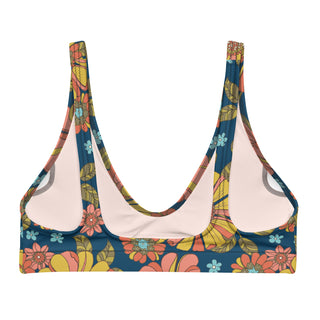 Eco-Friendly Recycled Padded Bikini Bralette Top - 70s Retro Vintage Floral Swimsuit Tops Berry Jane™