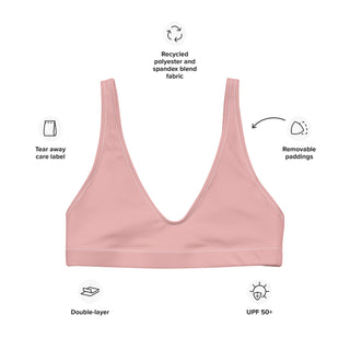 Women's Recycled Fabric Padded Bikini Top, Blush Pink Swimsuit Tops Berry Jane™