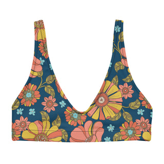 Eco-Friendly Recycled Padded Bikini Bralette Top - 70s Retro Vintage Floral Swimsuit Tops Berry Jane™