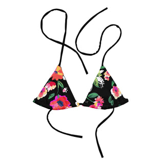Recycled string bikini top, Rose Garden (Black) Swimsuit Tops Berry Jane™