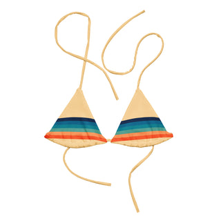 Women's 70s Vintage Stripe Bikini Top, Sunrise Stripes Swimsuit Tops Berry Jane™