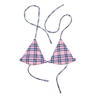 Women's Preppy Spring Plaid Bikini Top, Pink Swimsuit Tops Berry Jane™
