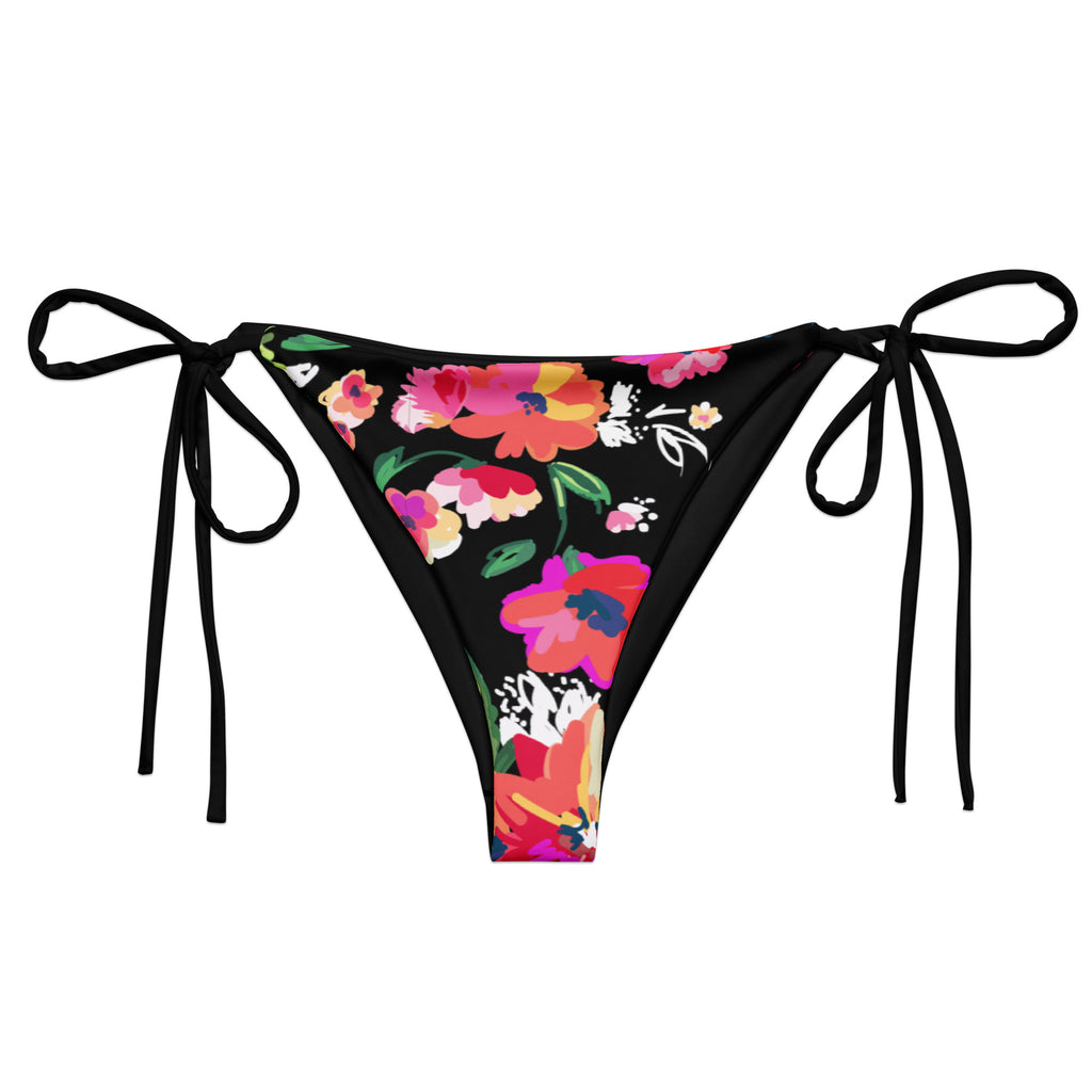 Recycled string bikini bottom, Rose Garden (Black) – Berry Jane™