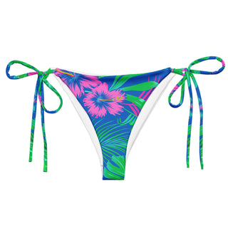 Women's Cheeky Recycled string bikini bottom, Electric Blue Floral Swimsuit Bottoms Berry Jane™