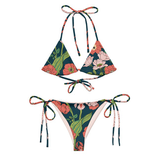 Women's Recycled String Bikini, Seychelles Floral 2 Pc Swimsuit Set Berry Jane™