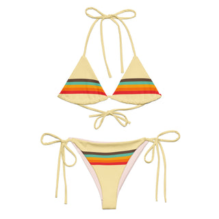 70s Vintage Stripe Recycled String Bikini, Mellow Yellow 2 Pc Swimsuit Set Berry Jane™