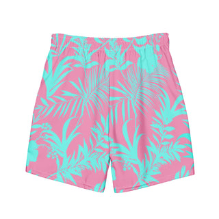 His and Hers Swimsuits - Men's Swim Trunks, Tropical Pink Sea Blue Swim Trunks Berry Jane™