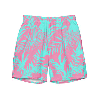 His and Hers Swimsuits - Men's Swim Trunks, Tropical Pink Sea Blue Swim Trunks Berry Jane™