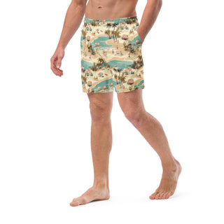 Men's Swim Trunks, 50s Vintage Retro Beach Hawaiian Swim Trunks Berry Jane™