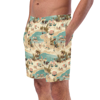 Men's Swim Trunks, 50s Vintage Retro Beach Hawaiian Swim Trunks Berry Jane™