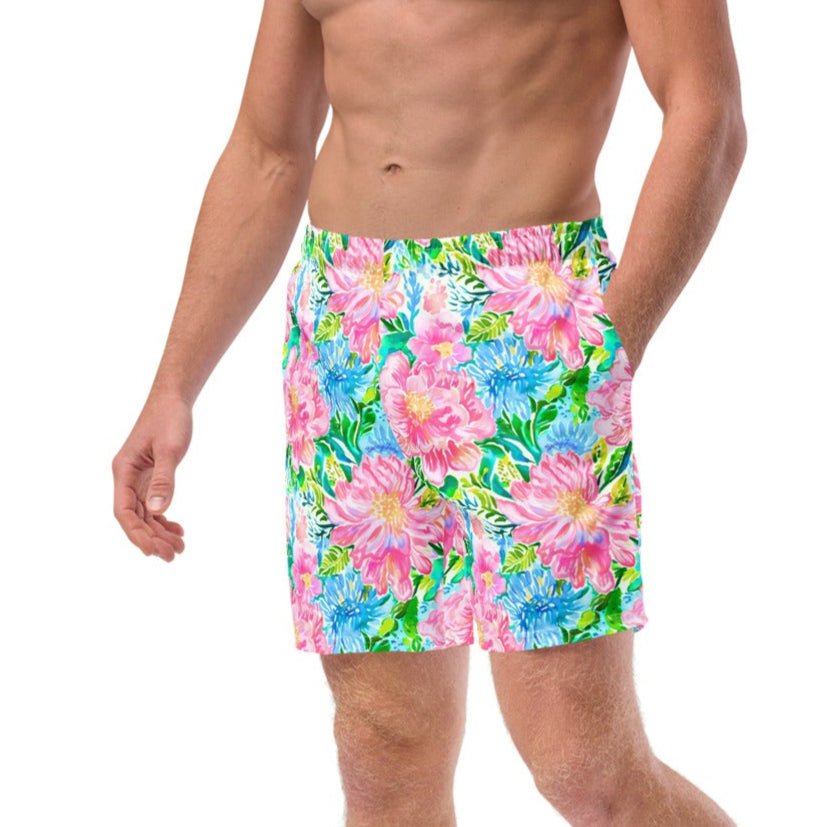 Men's UPF50+ Recycled Swim Trunks, Preppy Floral – Berry Jane™