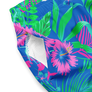 Men's 6.5" UPF 50  Swim trunks, Electric Blue Floral Swim Trunks Berry Jane™