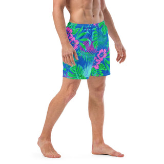Men's 6.5" UPF 50  Swim trunks, Electric Blue Floral Swim Trunks Berry Jane™