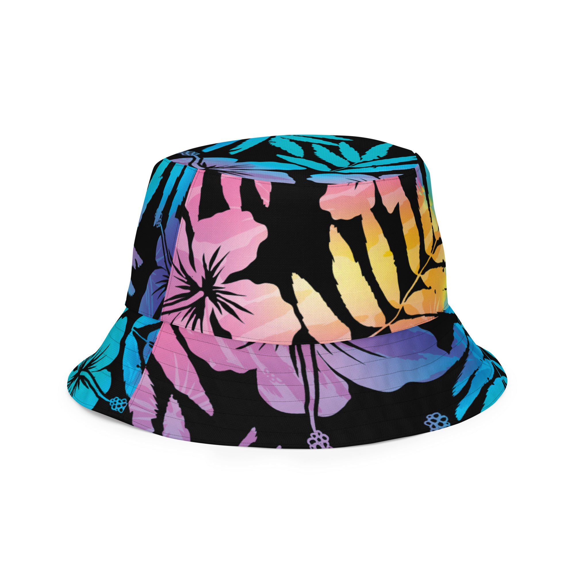 Women's UPF 50 Sun Beach Bucket Hat, Ombre Hawaiian Hibiscus