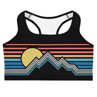 Women's Colorado Mountains Swim Sports Bra, Black Sports Bras Berry Jane™