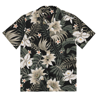 Men's Short Sleeve Hawaiian Shirt, Black Hawaiian Lily Men's Shirts Berry Jane™