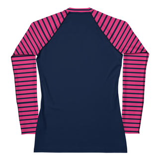 Women's Long Sleeve Rash Guard UPF 50 Sun Protection Modest Swim Tee, Pink Stripe Rash Guards & Swim Shirts Berry Jane™
