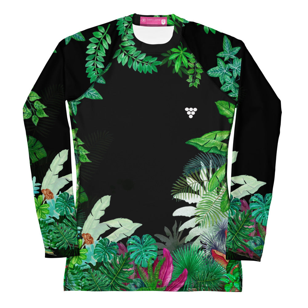 Women's Long Sleeve Rash Guard UPF 50 - Hawaiian Garden – Berry Jane™