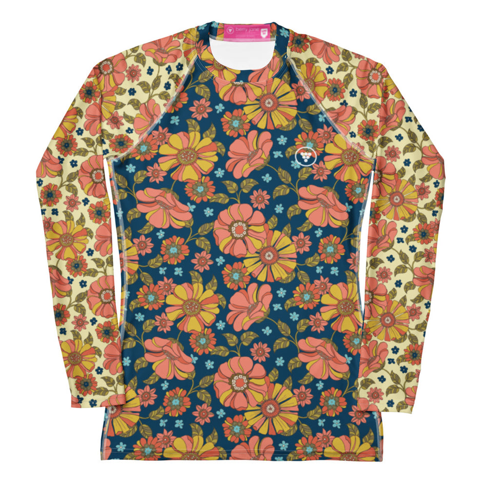 Women's All-over Chinoiserie Print Rash Guard | UPF 50 Sun Protection | Vintage Floral main image 0