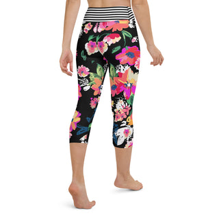 UPF 50 Swim Capri Leggings, Rose Garden Black Swim leggings Berry Jane™
