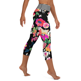 UPF 50 Swim Capri Leggings, Rose Garden Black Swim leggings Berry Jane™