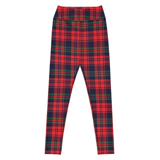 Christmas Plaid Holiday Leggings, Red Tartan UPF 50+ Sun Protection  SUP Swim Yoga Swim leggings Berry Jane™