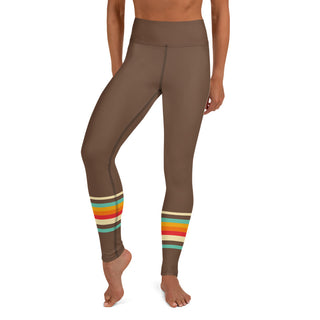 Women's 70s Vintage Stripe UPF 50 Swim Leggings - Brown Swim leggings Berry Jane™