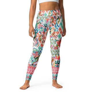 Womens UPF 50 Swim Leggings, Watercolor Batik Paisley Swim leggings Berry Jane™
