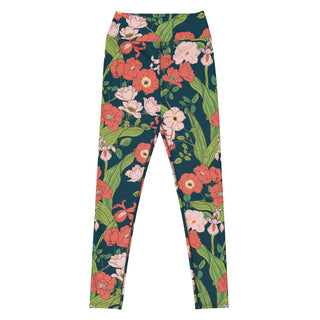 women's high-waisted swim leggings with a vibrant floral print