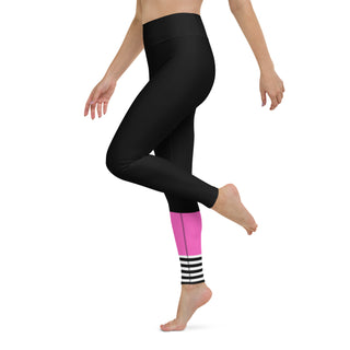 Women's Surf SUP Swim Leggings, UPF 50 - Sporty Black Pink Swim leggings Berry Jane™