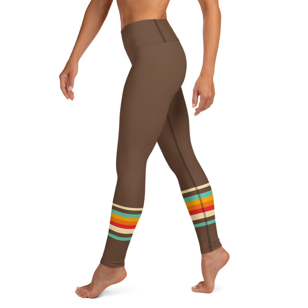 Women's 70s Vintage Stripe UPF 50 Swim Leggings - Brown – Berry Jane™