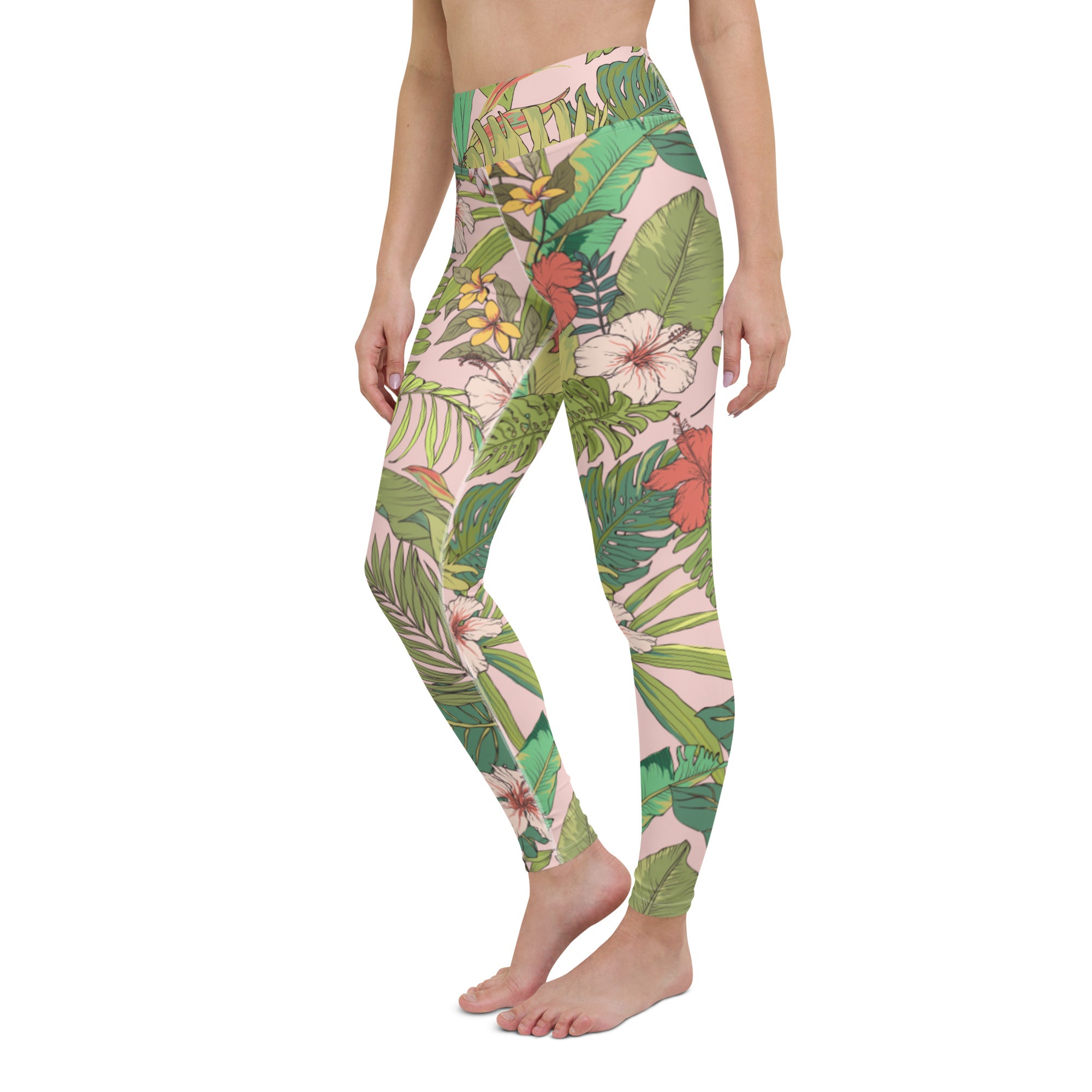 Womens Surf Capri Leggings All Over Print Pink Capri Pants W