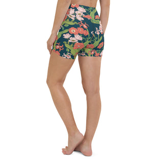 Women's 5" Swim Shorts, High Waist UV UPF 50 - Seychelles Floral swim shorts Berry Jane™