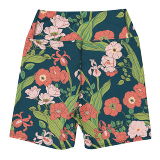 Women's 5" Swim Shorts, High Waist UV UPF 50 - Seychelles Floral swim shorts Berry Jane™