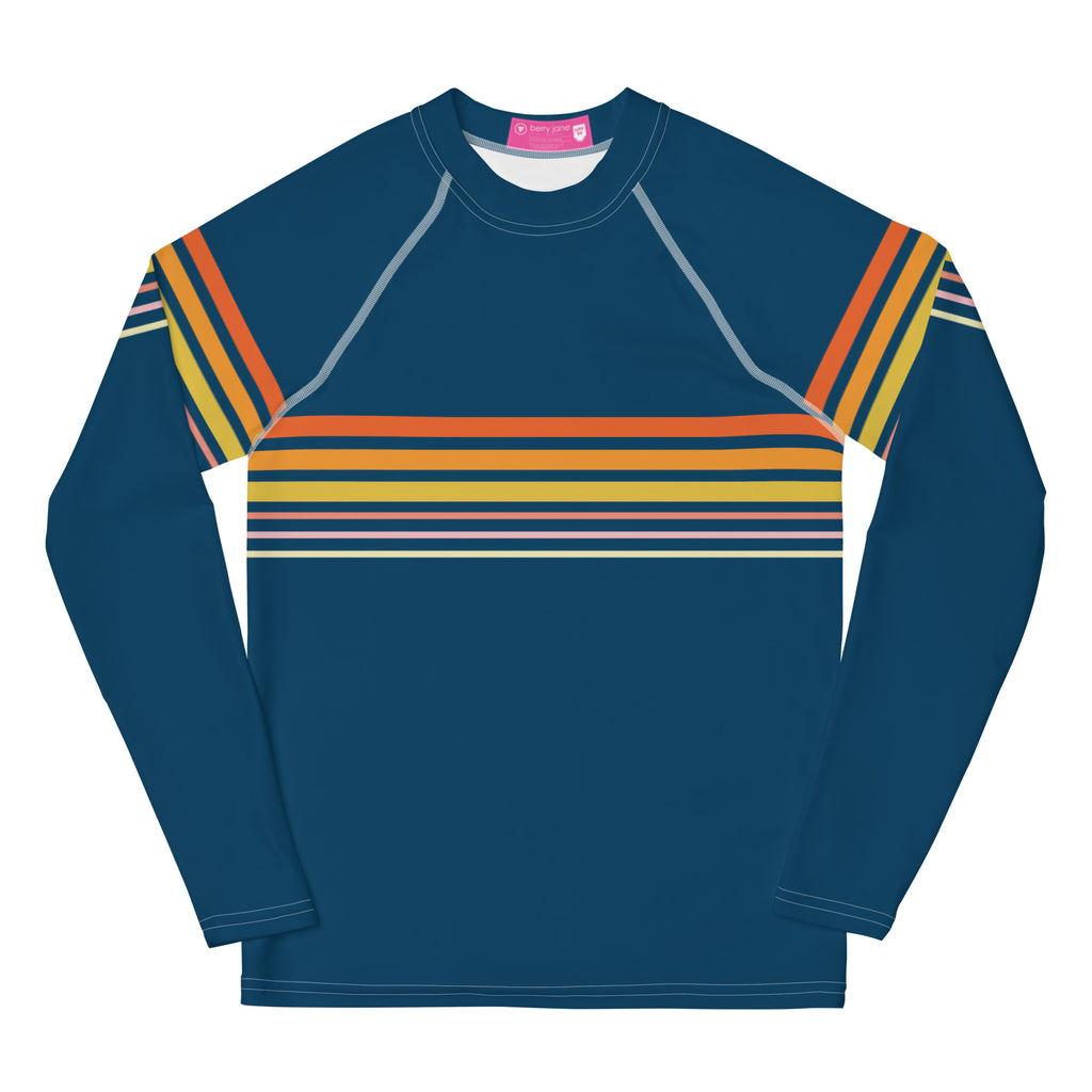 Jane Rash Guard Girl Girls Tween (8-20) Vintage 70s Stripe Rash Guard, Swim Shirt UPF 50 ...