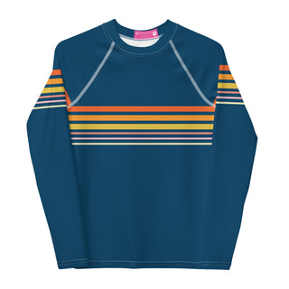Girls Tween (8-20) Vintage 70s Stripe Rash Guard, Swim Shirt UPF 50+ Kids Rash Guards & Swim Shirts Berry Jane™