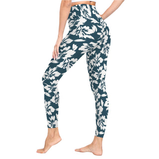 Blue Hawaiian Floral Swim Leggings w/Liner and Pockets Swimwear Berry Jane