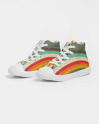 Kids 70s Vintage Style Rainbow Checker Hightop Canvas Shoes Kids Shoes Berry Jane™